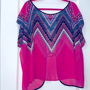 Torrid lace up back flowy sheer blouse Sz 2 plus size shirt top